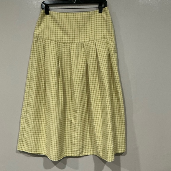 Women’s Checked Pleated Skirt.  Yellow Plaid - Picture 8 of 15